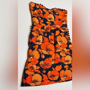 Judith March Orange and Navy Strapless Dress